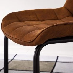 Fredriks Chaise cantilever Kemmel - Microfibre / Métal - Noir - Cognac - Lot de 2 -Meubles de salle à manger Soldes Magasin 1000179472 200122 12294800053 DETAILS P000000001000179472