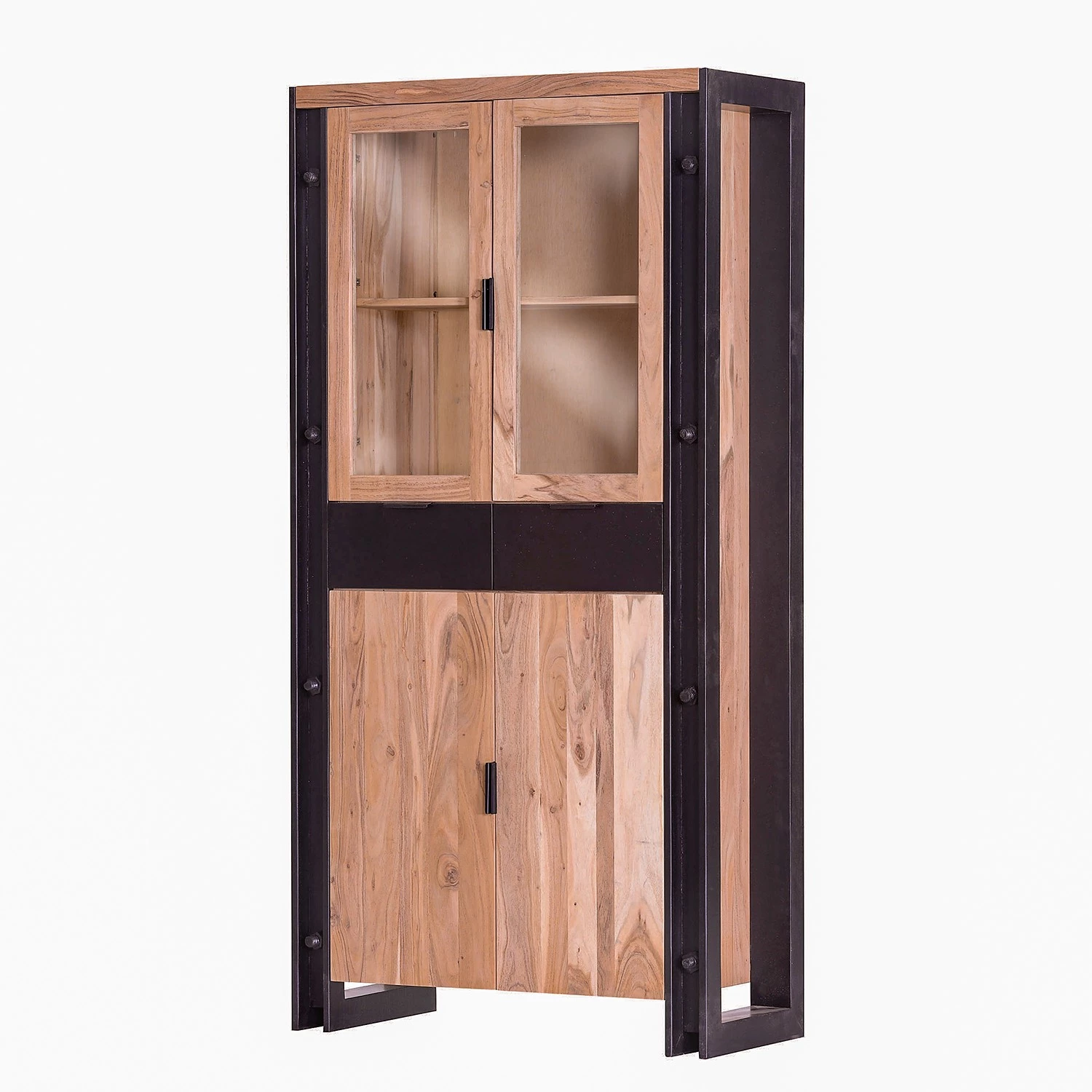 Red Living Vitrine Galvan - Acacia massif - Acacia / Noir 1 Red Living Vitrine Galvan - Acacia massif - Acacia / Noir