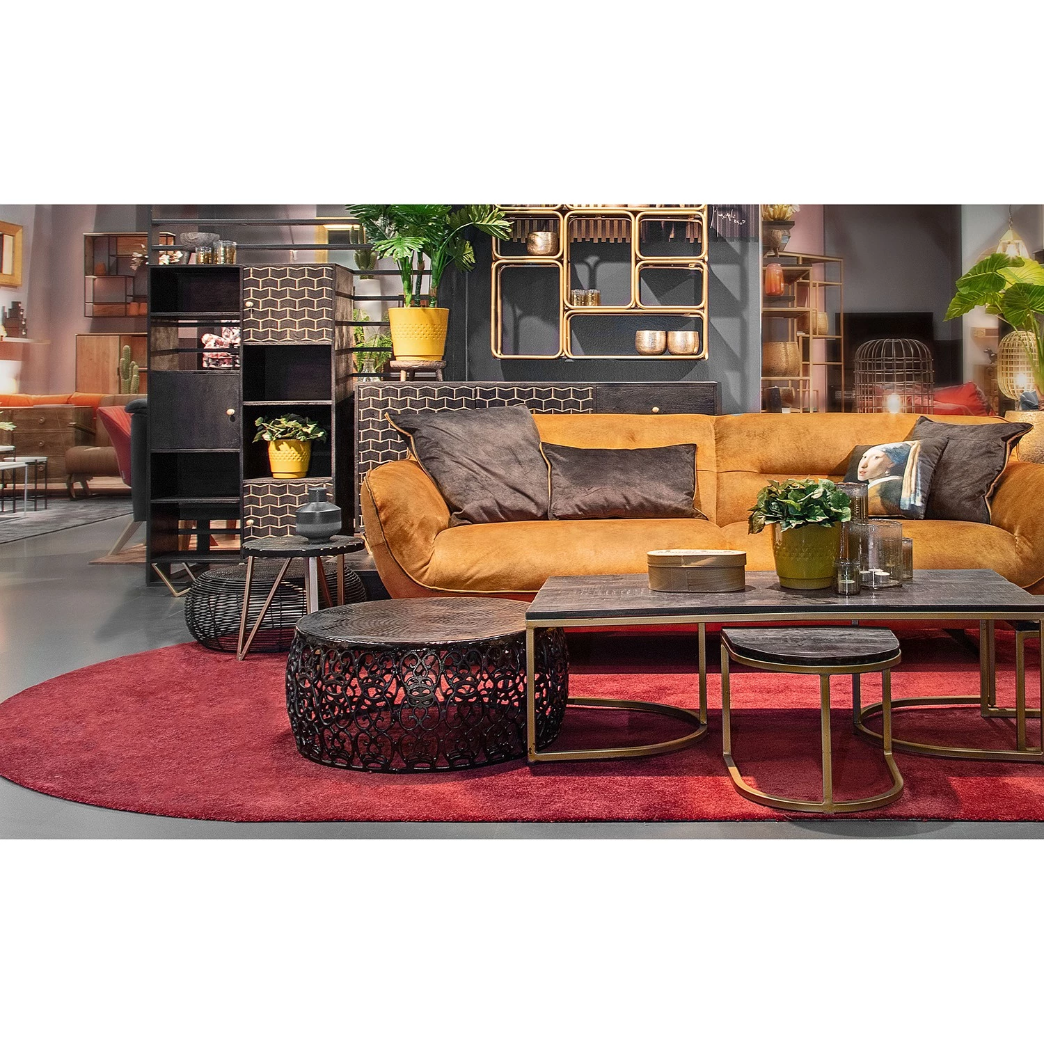 Jack & Alice Buffet haut Towe - Acacia massif / Métal - Noir / Doré 2 Jack & Alice Buffet haut Towe - Acacia massif / Métal - Noir / Doré – Image 2