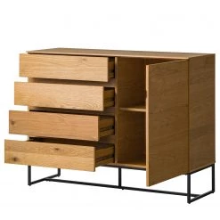 Ars Natura Commode Nozza - Placage en bois véritable - Chêne / Noir -Meubles de salle à manger Soldes Magasin 1000182823 200214 14501900030 DETAILS P000000001000182823