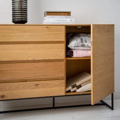 Ars Natura Commode Nozza - Placage en bois véritable - Chêne / Noir -Meubles de salle à manger Soldes Magasin 1000182823 200306 14374700008 MOOD DETAILS P000000001000182823 mood