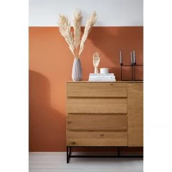 Ars Natura Commode Nozza - Placage en bois véritable - Chêne / Noir -Meubles de salle à manger Soldes Magasin 1000182823 200528 16362300033 DETAILS P000000001000182823