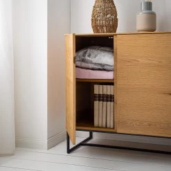 Ars Natura Buffet Nozza I - Placage en bois véritable - Chêne / Noir -Meubles de salle à manger Soldes Magasin 1000182824 200306 14374700016 MOOD DETAILS P000000001000182824 mood