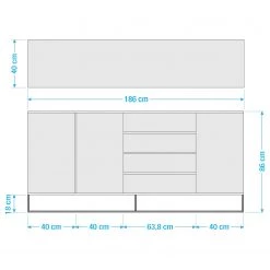 Ars Natura Buffet Nozza I - Placage en bois véritable - Chêne / Noir -Meubles de salle à manger Soldes Magasin 1000182824 211018 083456000520 SKETCH DETAILS P000000001000182824 sketch
