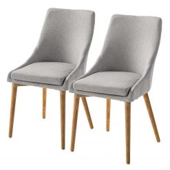 Mørteens Chaises Brea (lot de 2) - Tissu / Frêne massif - Frêne - Gris clair