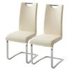 Fredriks Chaises cantilever Nevia I - Imitation cuir / Métal - Chrome - Cuir synthétique Aleli: Créme - Lot de 2