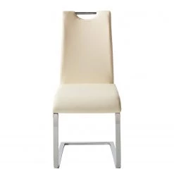 Fredriks Chaises cantilever Nevia I - Imitation cuir / Métal - Chrome - Cuir synthétique Aleli: Créme - Lot de 2 -Meubles de salle à manger Soldes Magasin 1000183823 200131 13175500067 DETAILS P000000001000183823