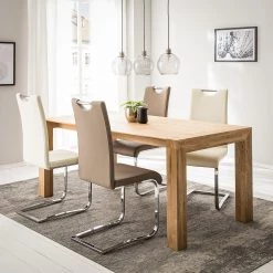 Fredriks Chaises cantilever Nevia I - Imitation cuir / Métal - Chrome - Cuir synthétique Aleli: Créme - Lot de 2 -Meubles de salle à manger Soldes Magasin 1000183823 200206 06303500053 MOOD DETAILS P000000001000183823 mood