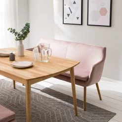 Mørteens Banquette Nicholas III - Velours / Chêne massif - Chêne - Vieux rose / Chêne -Meubles de salle à manger Soldes Magasin 1000183890 200331 06180900008 DETAILS P000000001000183890