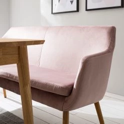 Mørteens Banquette Nicholas III - Velours / Chêne massif - Chêne - Vieux rose / Chêne -Meubles de salle à manger Soldes Magasin 1000183890 200331 06181000009 DETAILS P000000001000183890