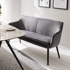 Mørteens Banquette Nicholas IV - Velours / Hévéa massif - Gris foncé / Noir -Meubles de salle à manger Soldes Magasin 1000183891 200331 06181300013 DETAILS P000000001000183891