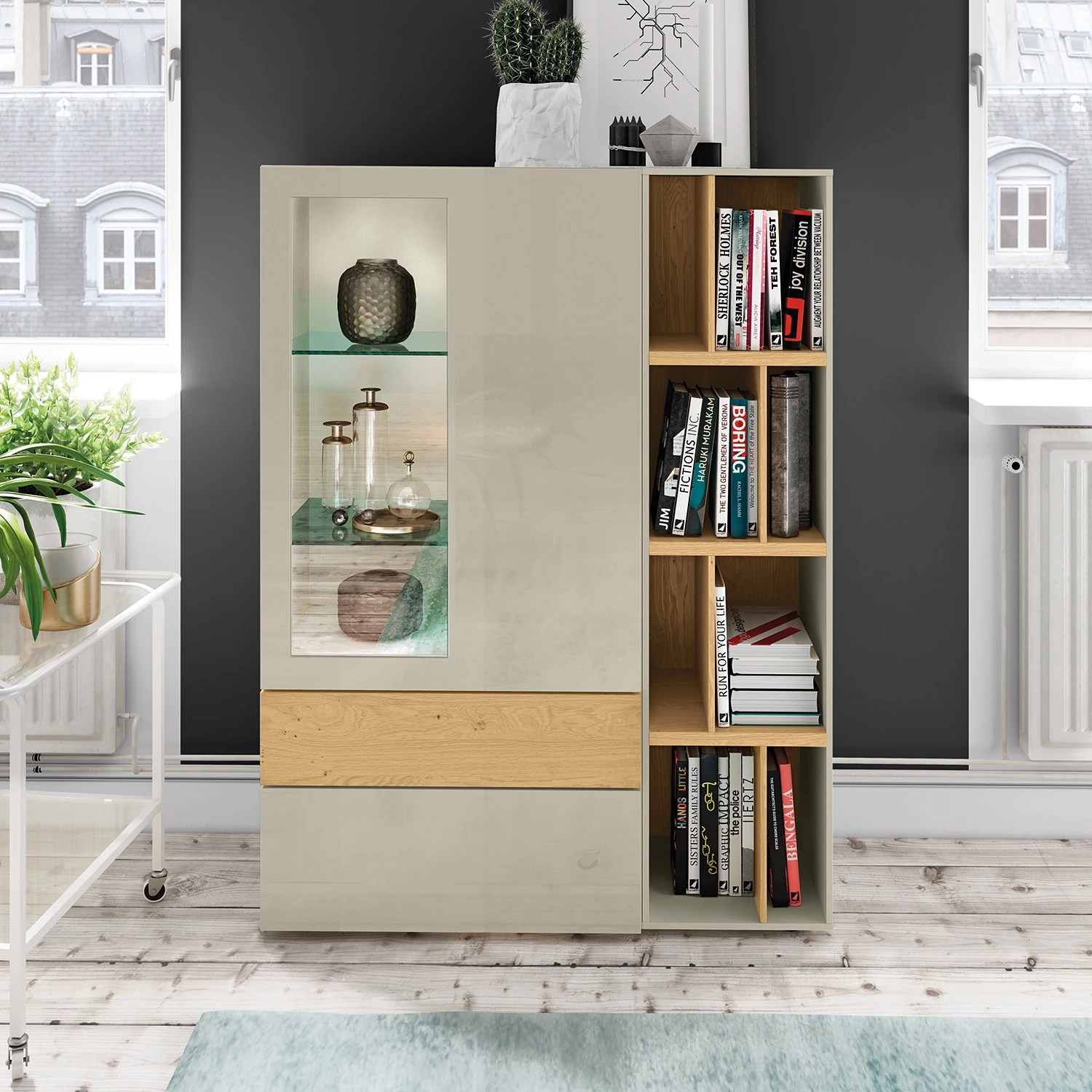 Now! by hülsta Buffet haut hülsta now vision - Gris Sahara brillant 3 Now! by hülsta Buffet haut hülsta now vision - Gris Sahara brillant – Image 3