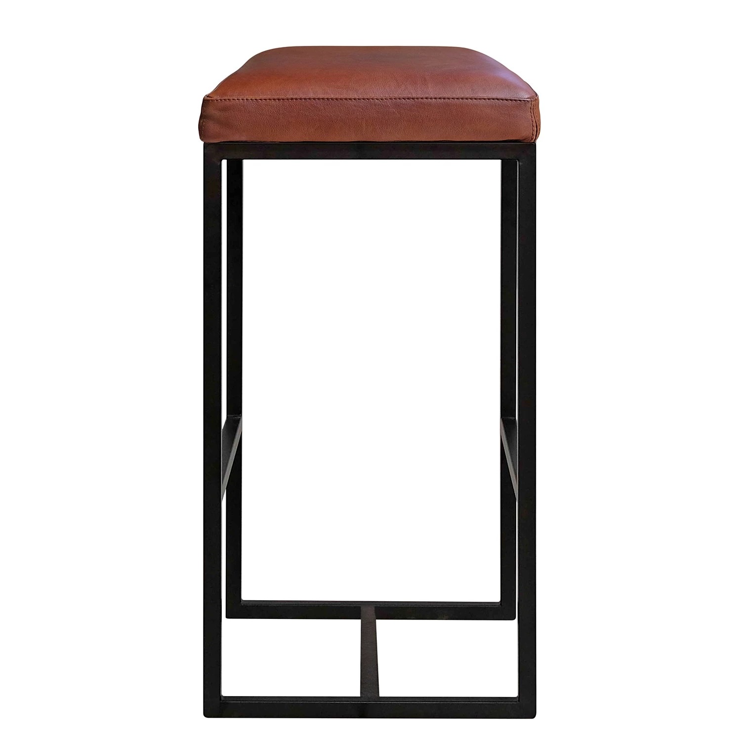 Ars manufacti Tabouret de bar Woodson - Cuir véritable / Métal -Marron cognac / Noir 4 Ars manufacti Tabouret de bar Woodson - Cuir véritable / Métal -Marron cognac / Noir – Image 4