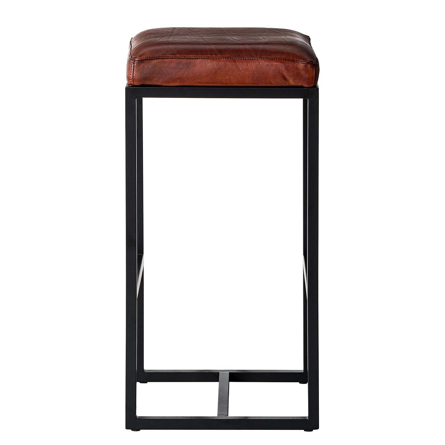 Ars manufacti Tabouret de bar Woodson - Cuir véritable / Métal -Marron cognac / Noir 6 Ars manufacti Tabouret de bar Woodson - Cuir véritable / Métal -Marron cognac / Noir – Image 6