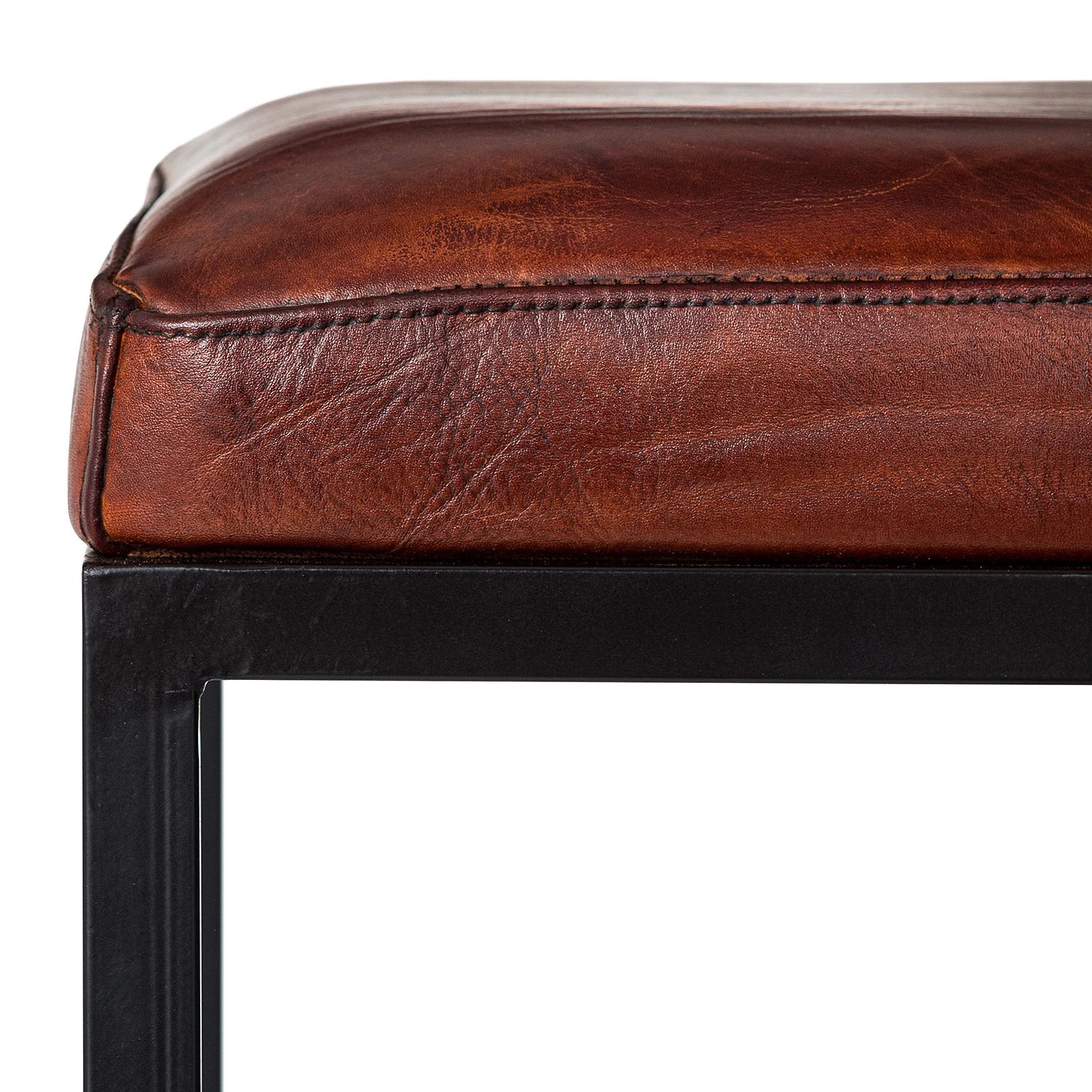 Ars manufacti Tabouret de bar Woodson - Cuir véritable / Métal -Marron cognac / Noir 7 Ars manufacti Tabouret de bar Woodson - Cuir véritable / Métal -Marron cognac / Noir – Image 7