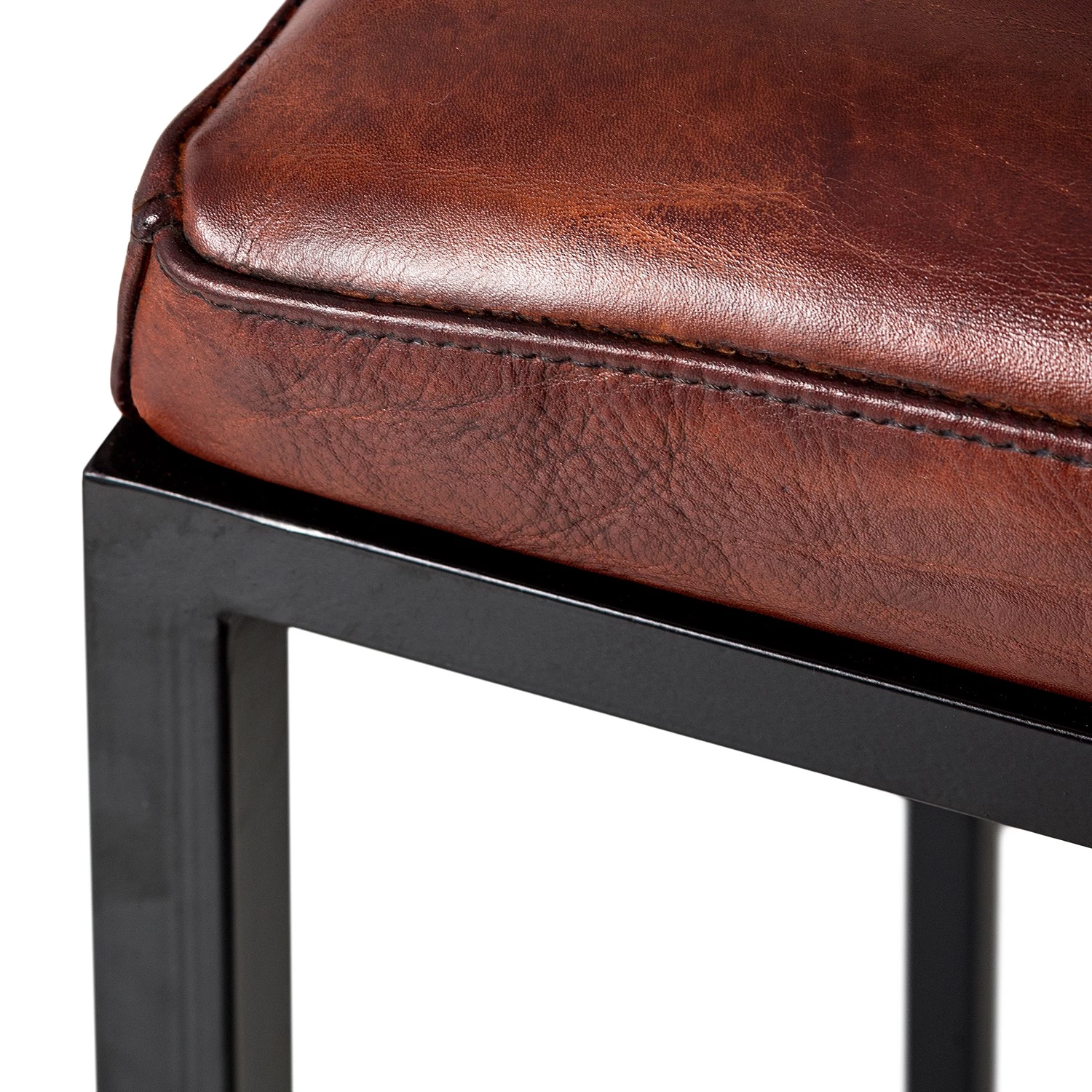 Ars manufacti Tabouret de bar Woodson - Cuir véritable / Métal -Marron cognac / Noir 9 Ars manufacti Tabouret de bar Woodson - Cuir véritable / Métal -Marron cognac / Noir – Image 9