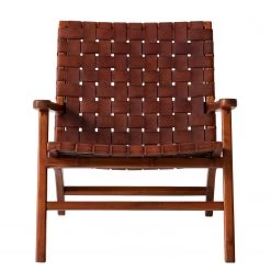 Ars manufacti Fauteuil design Bourbourg - Cuir tressé / Teck massif - marron cognac / Teck -Meubles de salle à manger Soldes Magasin 1000183947 200204 15373200020 DETAILS P000000001000183947
