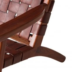 Ars manufacti Fauteuil design Bourbourg - Cuir tressé / Teck massif - marron cognac / Teck -Meubles de salle à manger Soldes Magasin 1000183947 200204 15373200024 DETAILS P000000001000183947