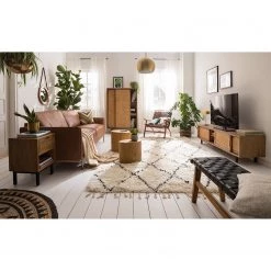 Ars manufacti Fauteuil design Bourbourg - Cuir tressé / Teck massif - marron cognac / Teck -Meubles de salle à manger Soldes Magasin 1000183947 200406 13490600002 MOOD DETAILS P000000001000183947 mood