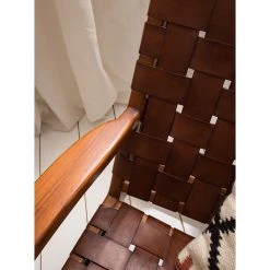 Ars manufacti Fauteuil design Bourbourg - Cuir tressé / Teck massif - marron cognac / Teck -Meubles de salle à manger Soldes Magasin 1000183947 200406 13490700004 DETAILS P000000001000183947