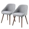 Mørteens Chaises à accoudoirs Maadi (lot de 2) - Tissu / Fer - Gris clair / Noyer
