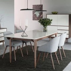 Mørteens Chaises à accoudoirs Maadi (lot de 2) - Tissu / Fer - Gris clair / Noyer -Meubles de salle à manger Soldes Magasin 1000184087 190812 13043000004 MOOD DETAILS P000000001000184087 mood