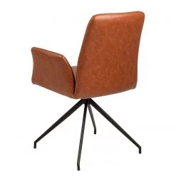 Fredriks Chaise à accoudoirs Mailly II - rotatif - Imitation cuir / Acier - Marron / Noir -Meubles de salle à manger Soldes Magasin 1000184099 200706 13401000002 DETAILS P000000001000184099