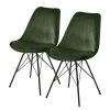 Fredriks Chaises Bonito (lot de 2) - Velours / Fer - Noir - Vert olive