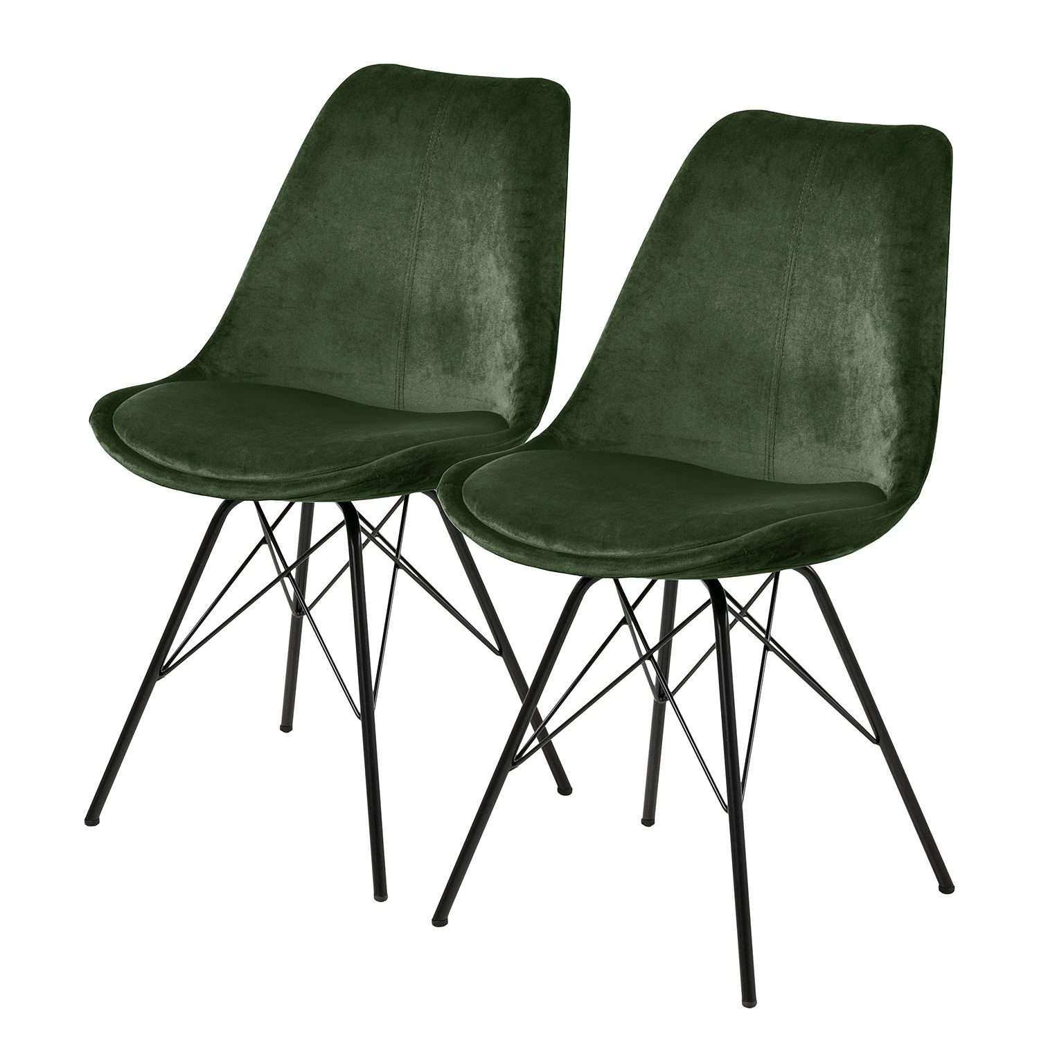 Fredriks Chaises Bonito (lot de 2) - Velours / Fer - Noir - Vert olive 1 Fredriks Chaises Bonito (lot de 2) - Velours / Fer - Noir - Vert olive