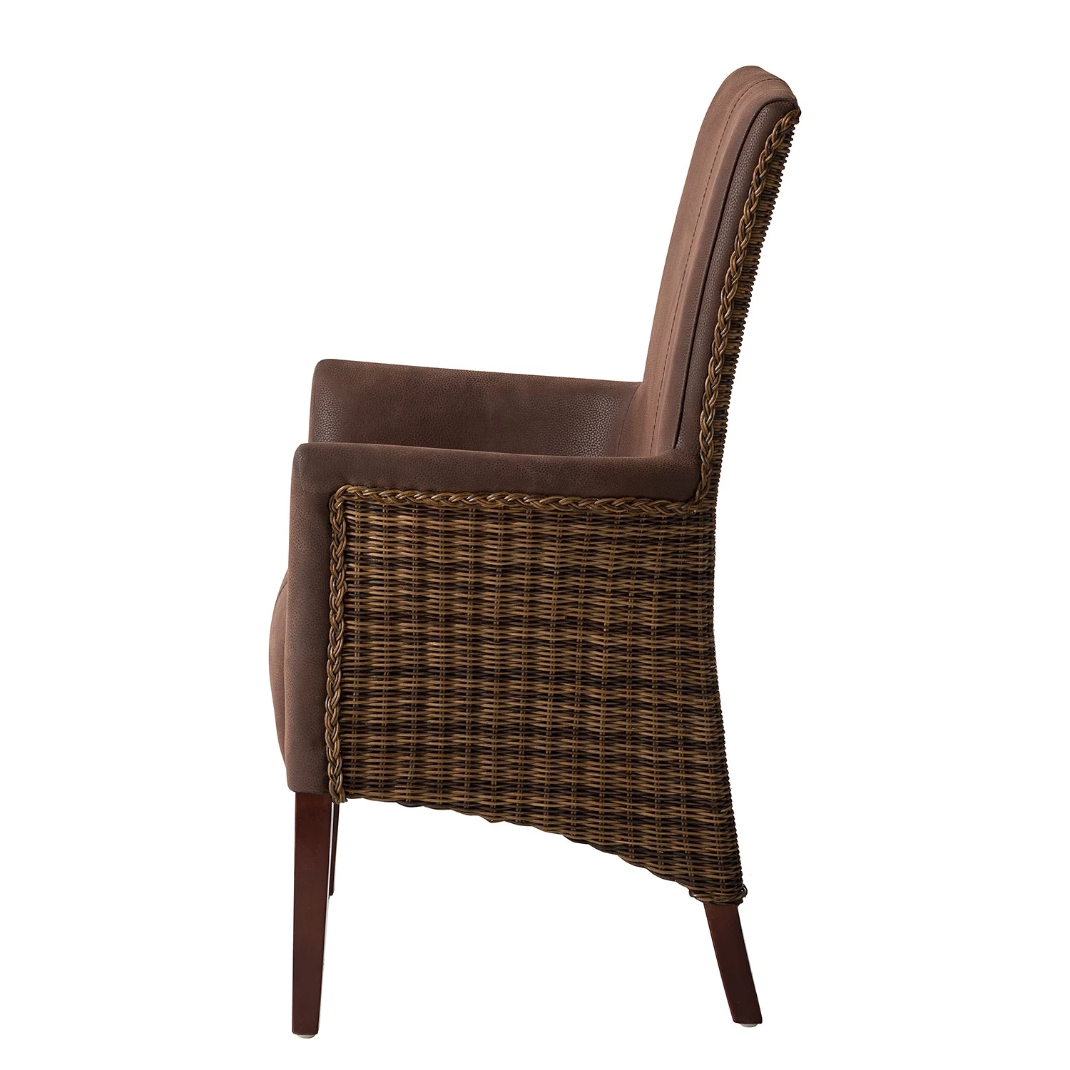 Ars Natura Chaises à accoudoirs Esquina - Imitation cuir / Rotin - Marron vintage / Marron clair chiné 4 Ars Natura Chaises à accoudoirs Esquina - Imitation cuir / Rotin - Marron vintage / Marron clair chiné – Image 4