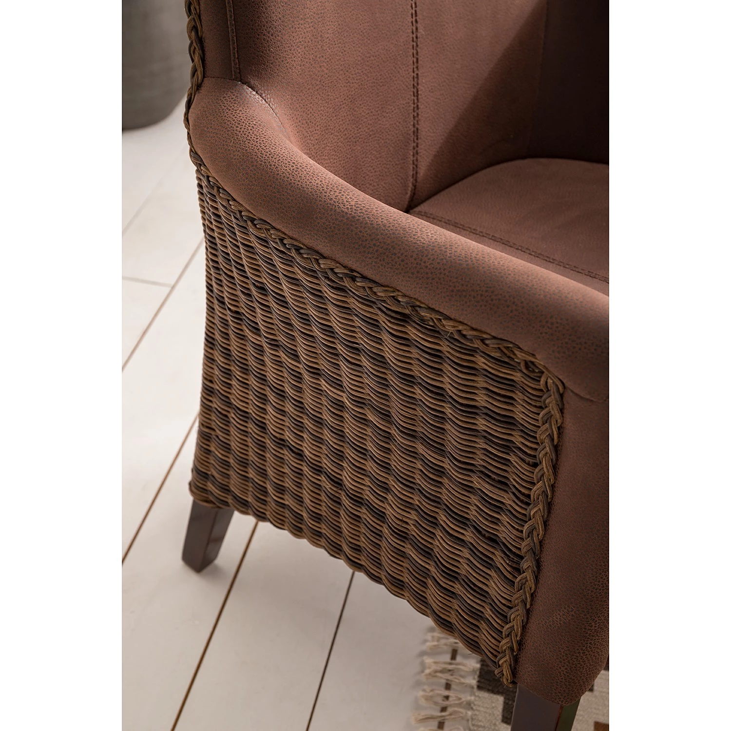 Ars Natura Chaises à accoudoirs Esquina - Imitation cuir / Rotin - Marron vintage / Marron clair chiné 11 Ars Natura Chaises à accoudoirs Esquina - Imitation cuir / Rotin - Marron vintage / Marron clair chiné – Image 11