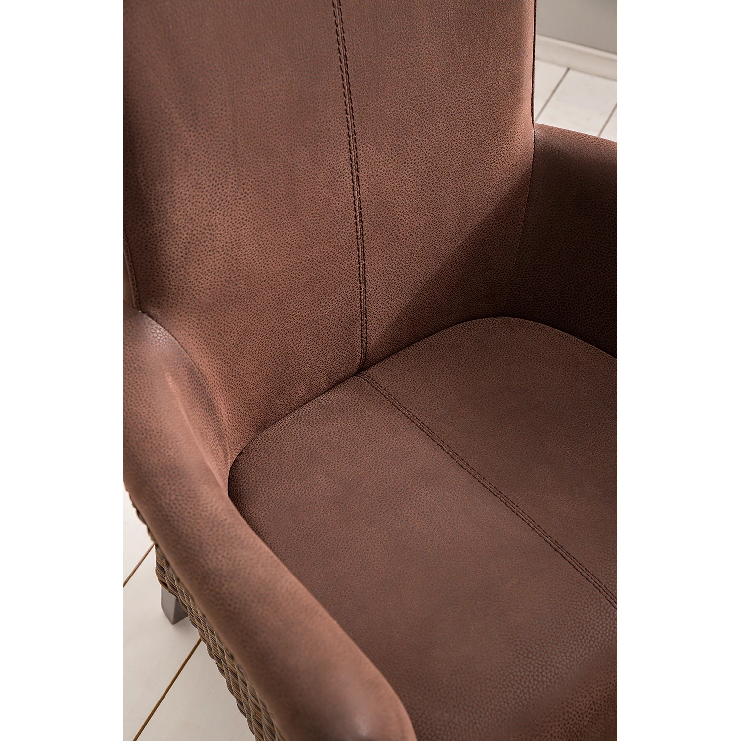 Ars Natura Chaises à accoudoirs Esquina - Imitation cuir / Rotin - Marron vintage / Marron clair chiné 13 Ars Natura Chaises à accoudoirs Esquina - Imitation cuir / Rotin - Marron vintage / Marron clair chiné – Image 13