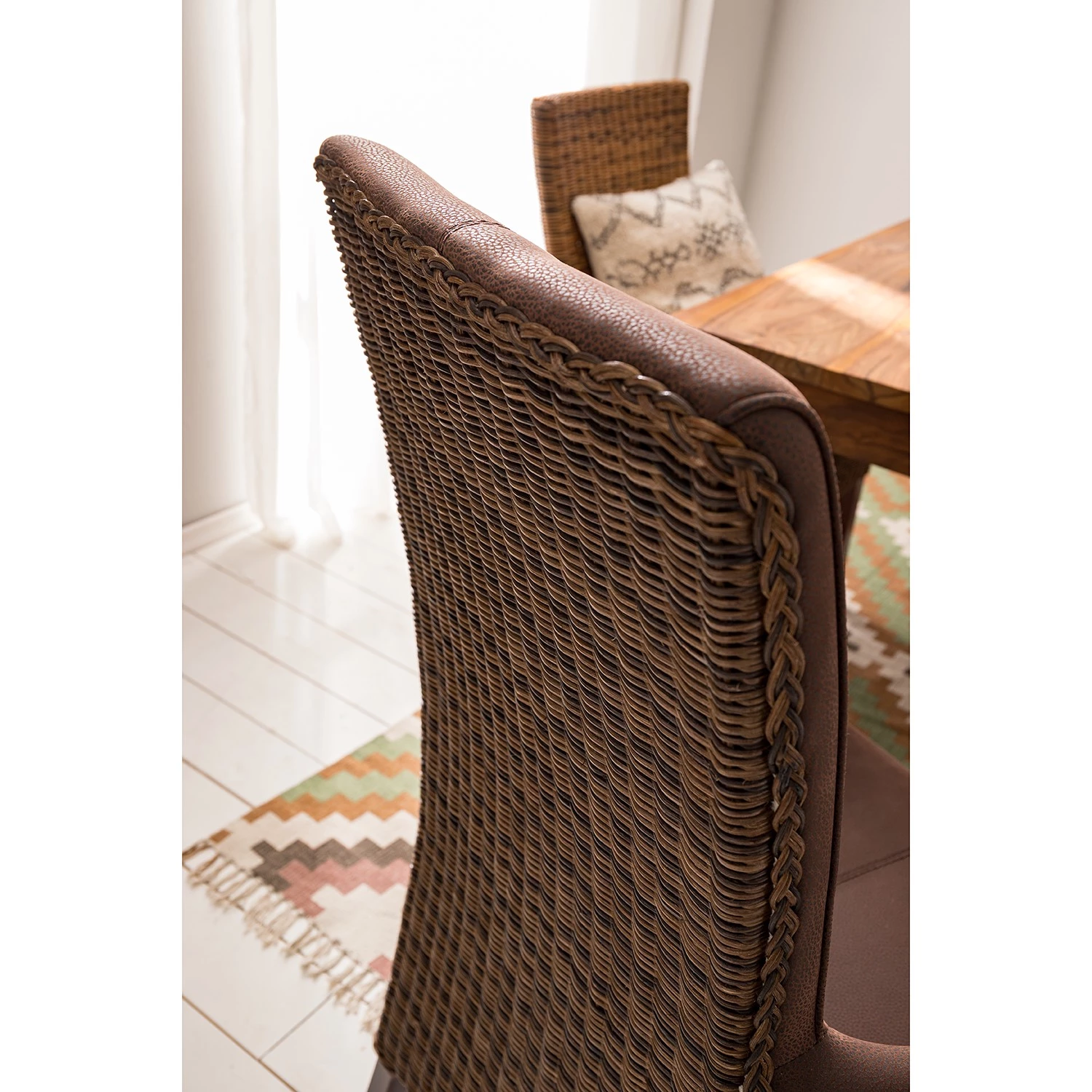 Ars Natura Chaises à accoudoirs Esquina - Imitation cuir / Rotin - Marron vintage / Marron clair chiné 14 Ars Natura Chaises à accoudoirs Esquina - Imitation cuir / Rotin - Marron vintage / Marron clair chiné – Image 14