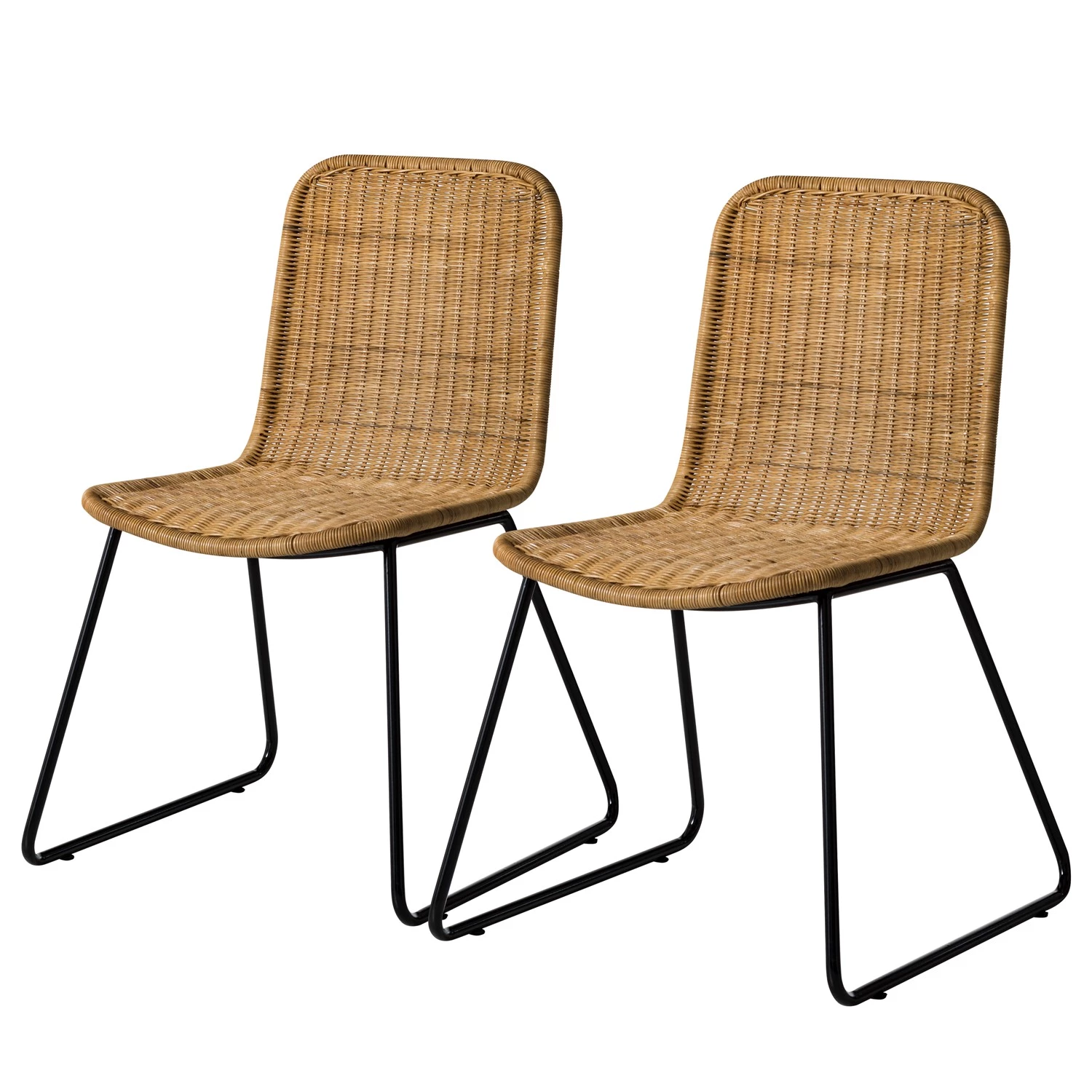Ars manufacti Chaises Vuna (lot de 2) - Rotin / Métal - Rotin naturel / Noir 1 Ars manufacti Chaises Vuna (lot de 2) - Rotin / Métal - Rotin naturel / Noir