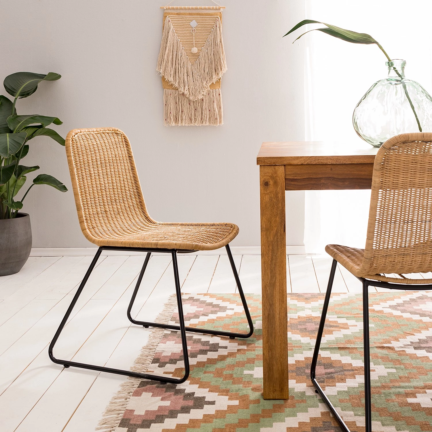 Ars manufacti Chaises Vuna (lot de 2) - Rotin / Métal - Rotin naturel / Noir 2 Ars manufacti Chaises Vuna (lot de 2) - Rotin / Métal - Rotin naturel / Noir – Image 2