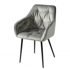 Jack & Alice Chaises à accoudoirs Tilly - Velours / Métal - Noir - Gris -Meubles de salle à manger Soldes Magasin 1000184190 200207 09400600023 DETAILS P000000001000184190