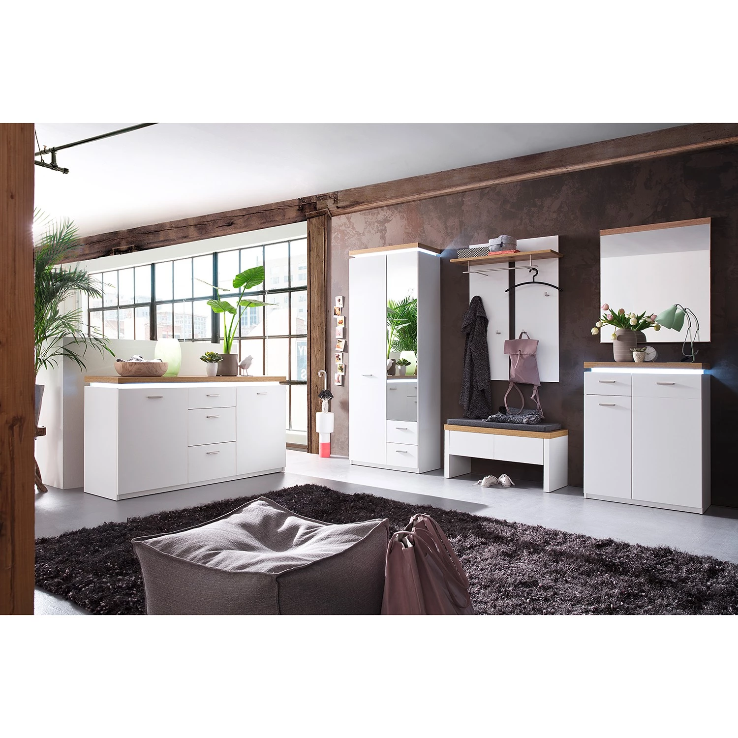 Loftscape Buffet Mundai - Avec éclairage - Blanc / Imitation chêne de Wotan 2 Loftscape Buffet Mundai - Avec éclairage - Blanc / Imitation chêne de Wotan – Image 2