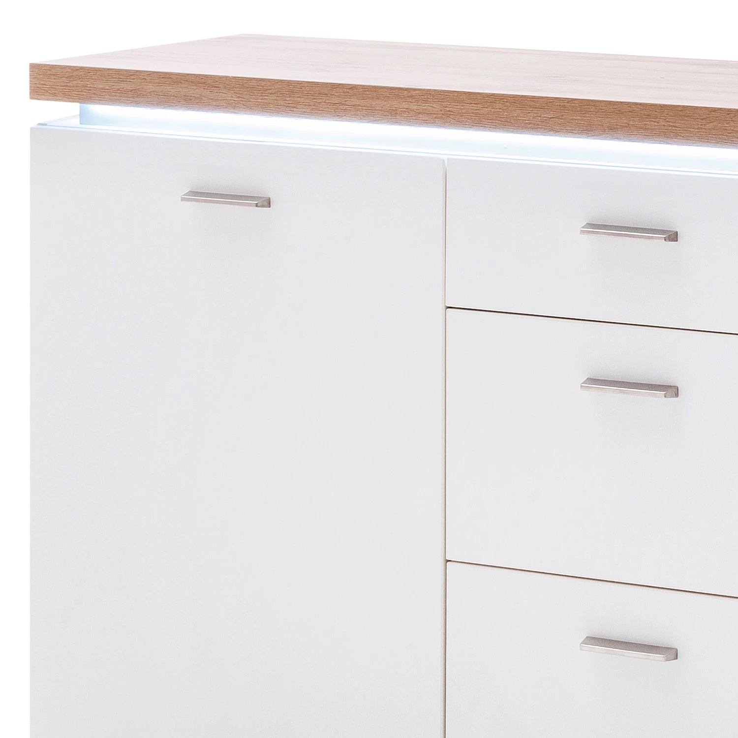 Loftscape Buffet Mundai - Avec éclairage - Blanc / Imitation chêne de Wotan 5 Loftscape Buffet Mundai - Avec éclairage - Blanc / Imitation chêne de Wotan – Image 5