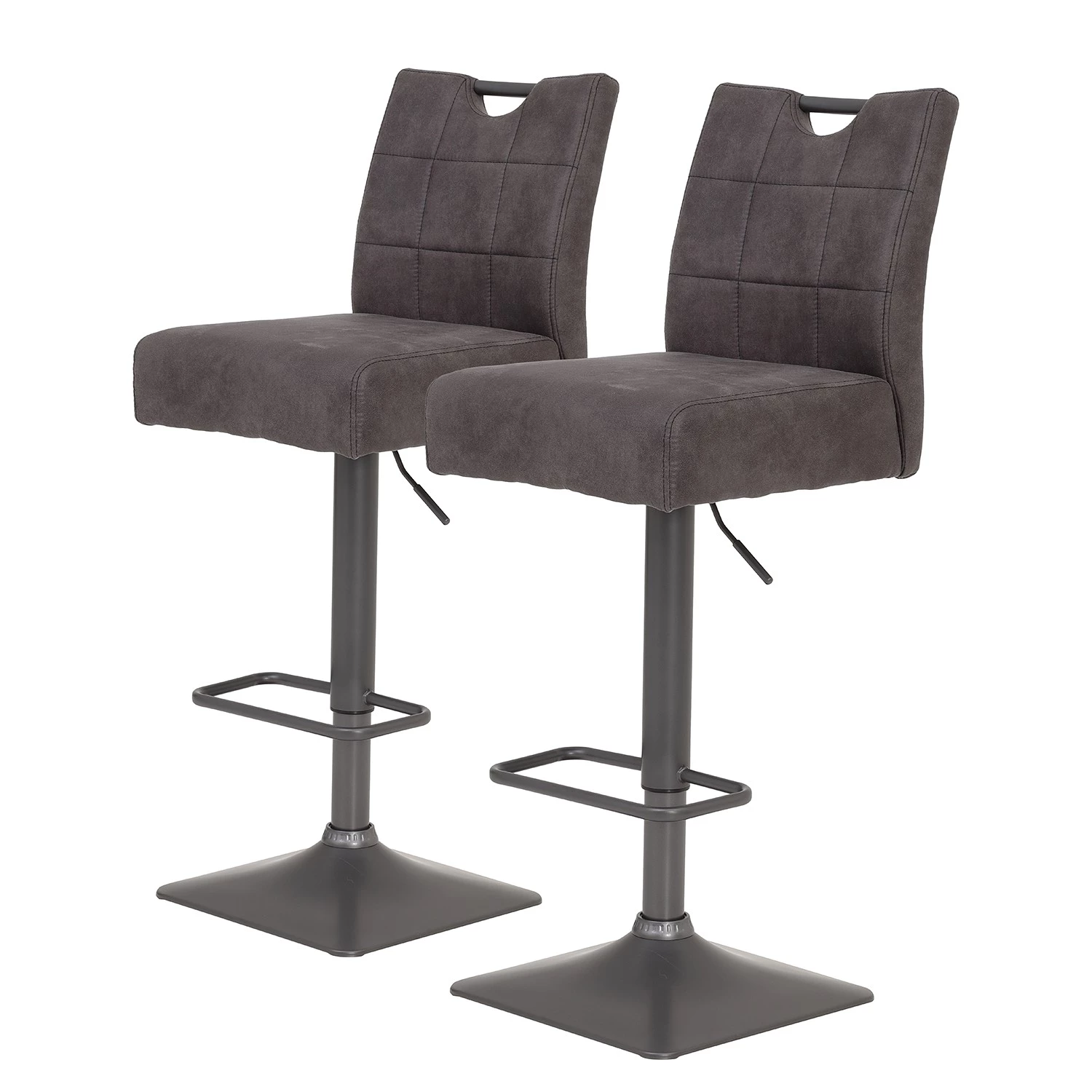 Loftscape Chaises de bar Topid (lot de 2) - Microfibre / Acier - Gris vintage / Gris 1 Loftscape Chaises de bar Topid (lot de 2) - Microfibre / Acier - Gris vintage / Gris