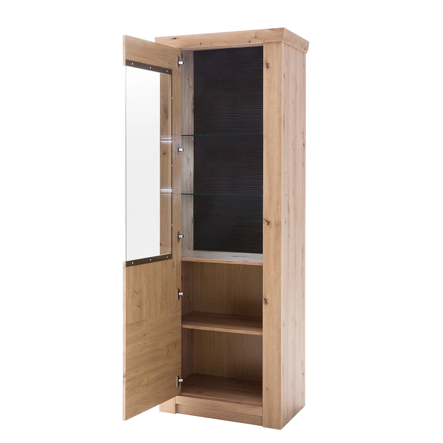 Naturoo Standvitrine Mendes - Imitation planches de chêne / Anthracite 4 Naturoo Standvitrine Mendes - Imitation planches de chêne / Anthracite – Image 4