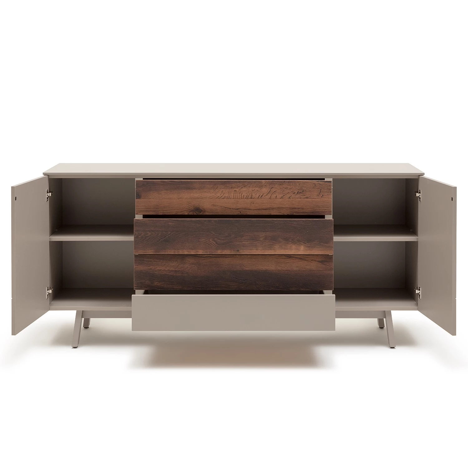 GWINNER Buffet Misano - Gris Sahara / Poutres en chêne - Sans éclairage 4 GWINNER Buffet Misano - Gris Sahara / Poutres en chêne - Sans éclairage – Image 4