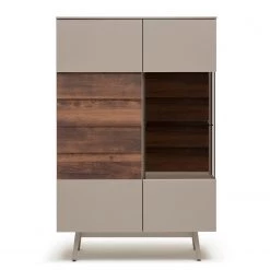 GWINNER Buffet haut Misano - Placage en bois véritable - Gris Sahara / Planches de chêne - Gris Sahara / Poutres en chêne - Porte en verre à droite - Sans éclairage -Meubles de salle à manger Soldes Magasin 1000188651 190926 16594000027 DETAILS P000000001000188651