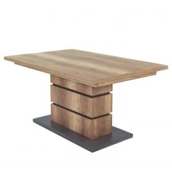 Loftscape Table Windley - Imitation chêne / Anthracite - Largeur : 160 cm - Avec rallonge synchronisée