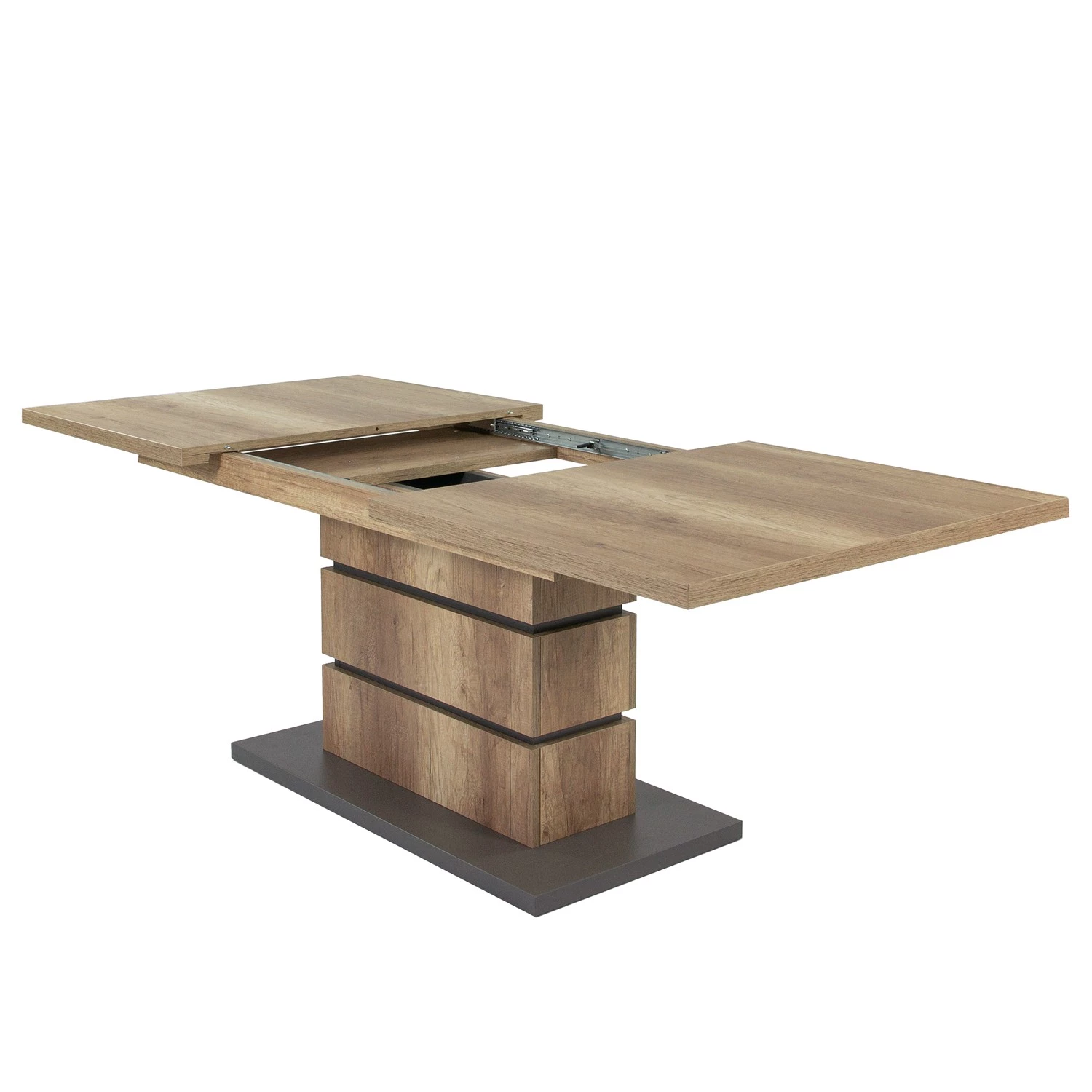 Loftscape Table Windley - Imitation chêne / Anthracite - Largeur : 160 cm - Avec rallonge synchronisée 2 Loftscape Table Windley - Imitation chêne / Anthracite - Largeur : 160 cm - Avec rallonge synchronisée – Image 2