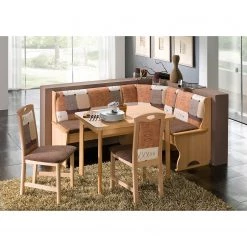 Schösswender Salle à manger complète Köln (4 élém.) - Tissu / Partiellement en hêtre massif - Motifs marron / Hêtre