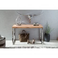 Naturoo Console Tolono - Acacia massif / Acier inoxydable - Acacia / Chrome -Meubles de salle à manger Soldes Magasin 1000194217 200108 10050600089 MOOD DETAILS P000000001000194217 mood