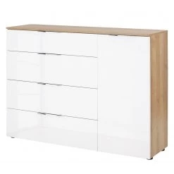 Maja Möbel Commode Trend V - Verre - Blanc / Imitation chêne Sonoma