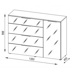 Maja Möbel Commode Trend V - Verre - Blanc / Imitation chêne Sonoma -Meubles de salle à manger Soldes Magasin 1000197467 191129 08042000006 SKETCH DETAILS P000000001000197467 sketch