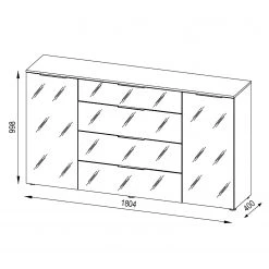 Maja Möbel Buffet Trend II - Verre - Blanc / Imitation chêne Sonoma 5 Maja Möbel Buffet Trend II - Verre - Blanc / Imitation chêne Sonoma -Meubles de salle à manger Soldes Magasin 1000197484 191129 08042100020 SKETCH DETAILS P000000001000197484 sketch
