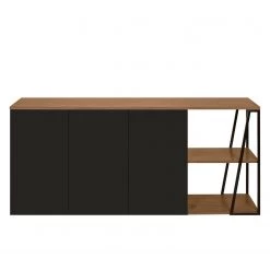Temahome Buffet Albi - Placage en bois véritable - Noyer / Noir -Meubles de salle à manger Soldes Magasin 1000198885 191209 09464800221 DETAILS P000000001000198885